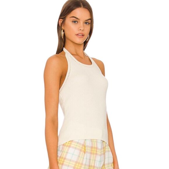 Rag‎ & Bone Ribbed Knit Halter Top Size Large in Ivory - Picture 1 of 13